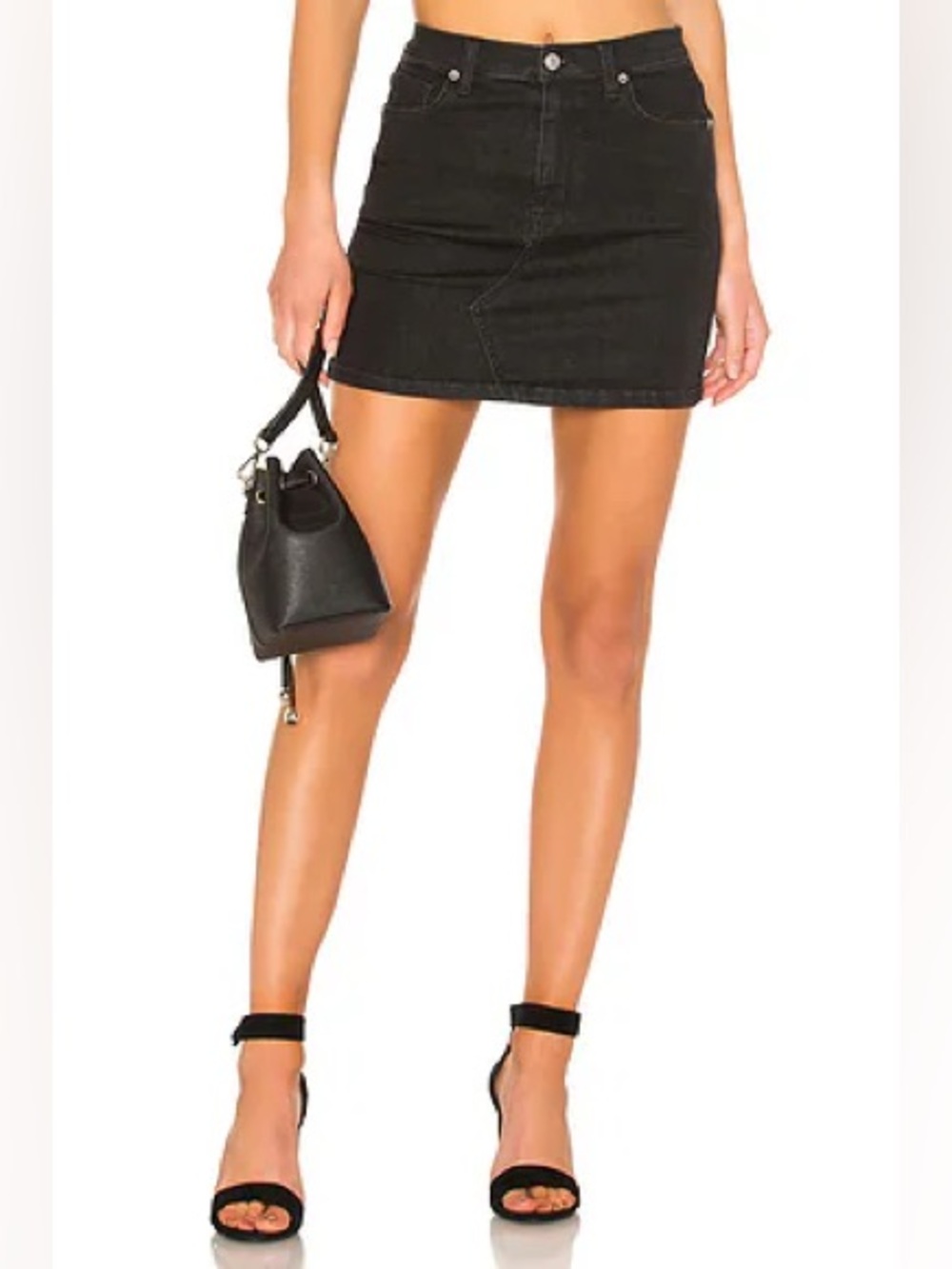 FREE PEOPLE We the Free Teagan Denim Skirt in Black - 27 Long (15”)